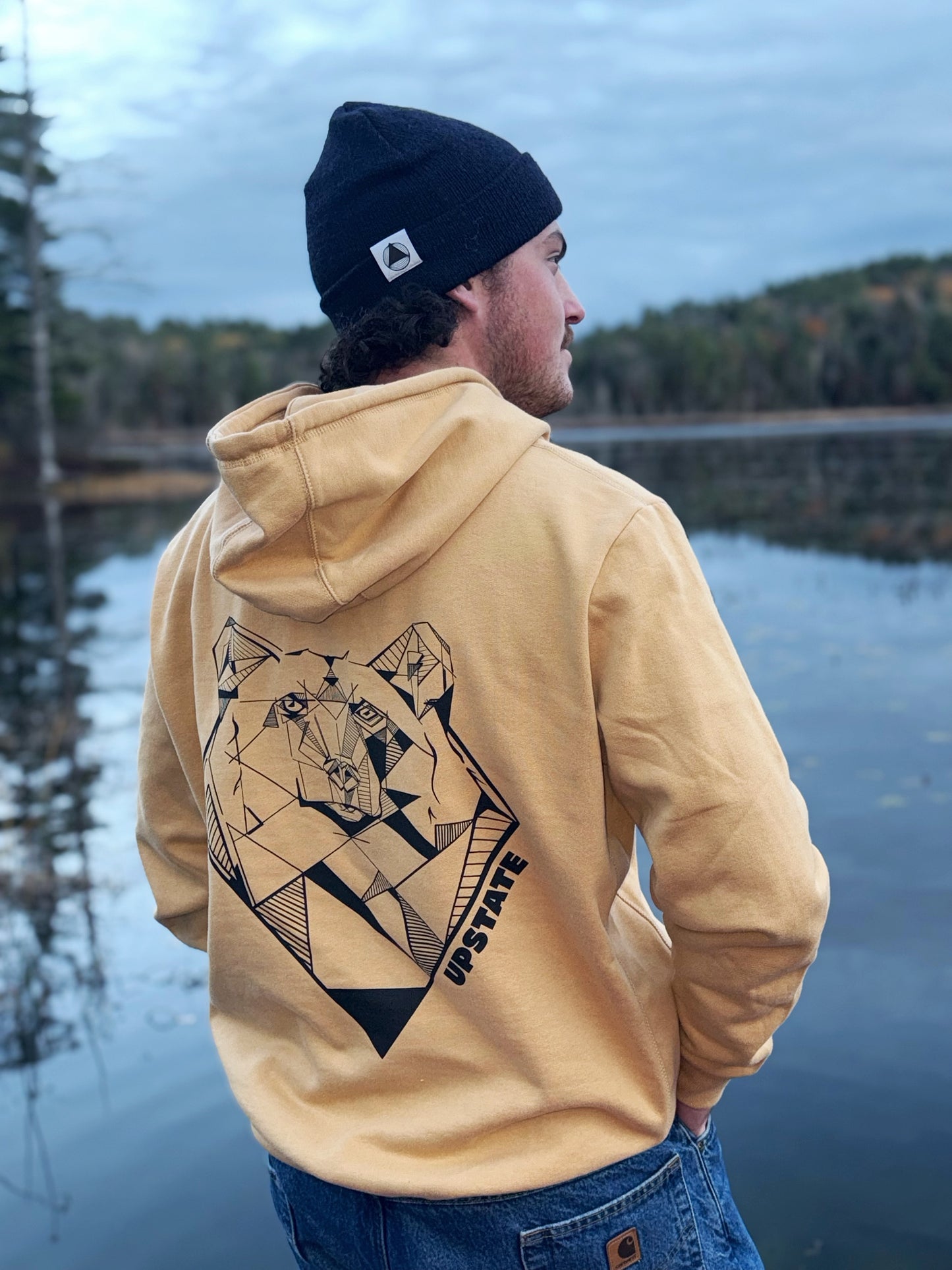 Geometric Bear-Heavyweight Organic Brushed Hoodie - Limited edition design by local artist Mariah Katz