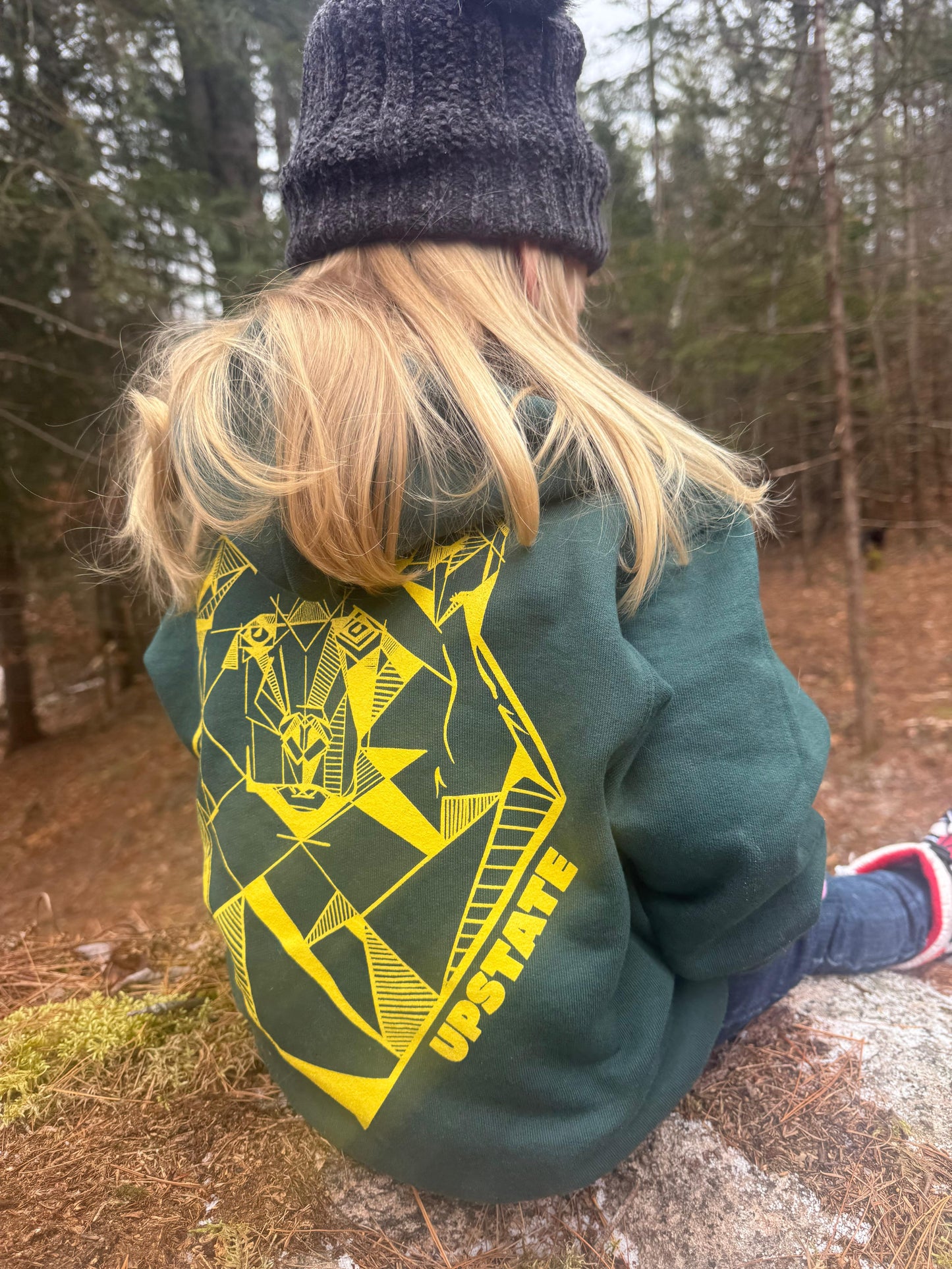 Youth Geometric Bear Hoodie